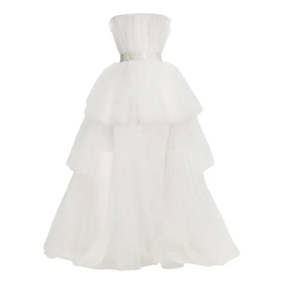 BRONX AND BANCO Women's Anna Strapless High-low Tulle Gown White Size XS - Picture 2 of 16